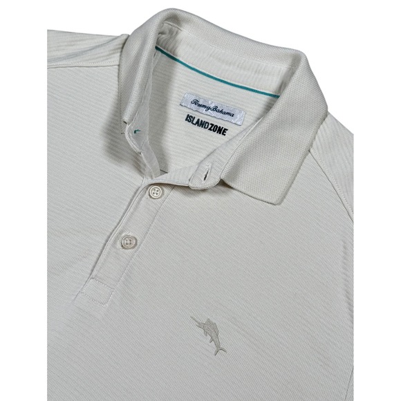 Tommy Bahama Other - Tommy Bahama Island Zone Mens Polo Shirt Large Beige Stripe Golf Casual